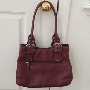 Tignanello Leather Handbag - Wine